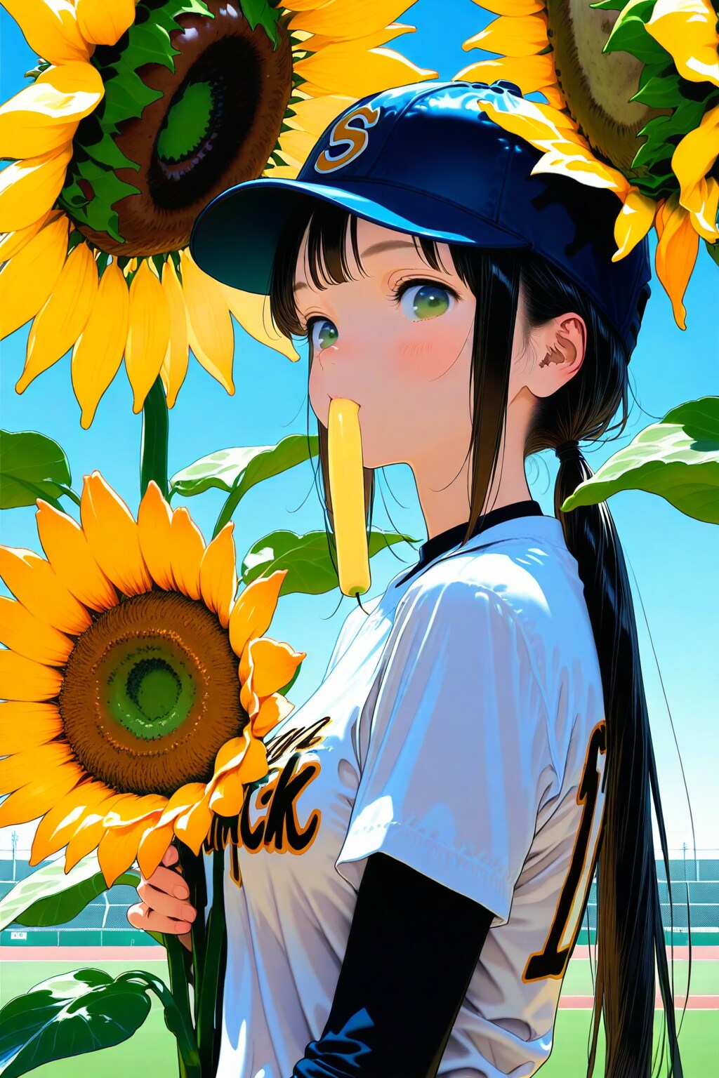 野球選手がヒマワリの種を食べている。 | の人気AIイラスト・グラビア