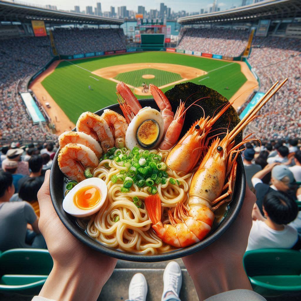 野球観戦で食べるseafood noodle | の人気AIイラスト・グラビア