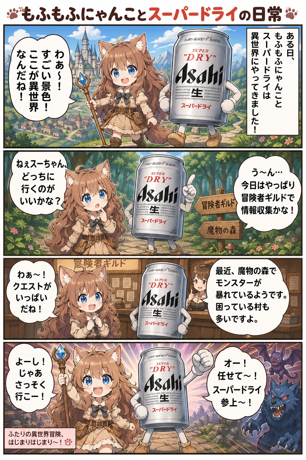 [異世界編]小さな女の子とスーパードライの４コマ漫画