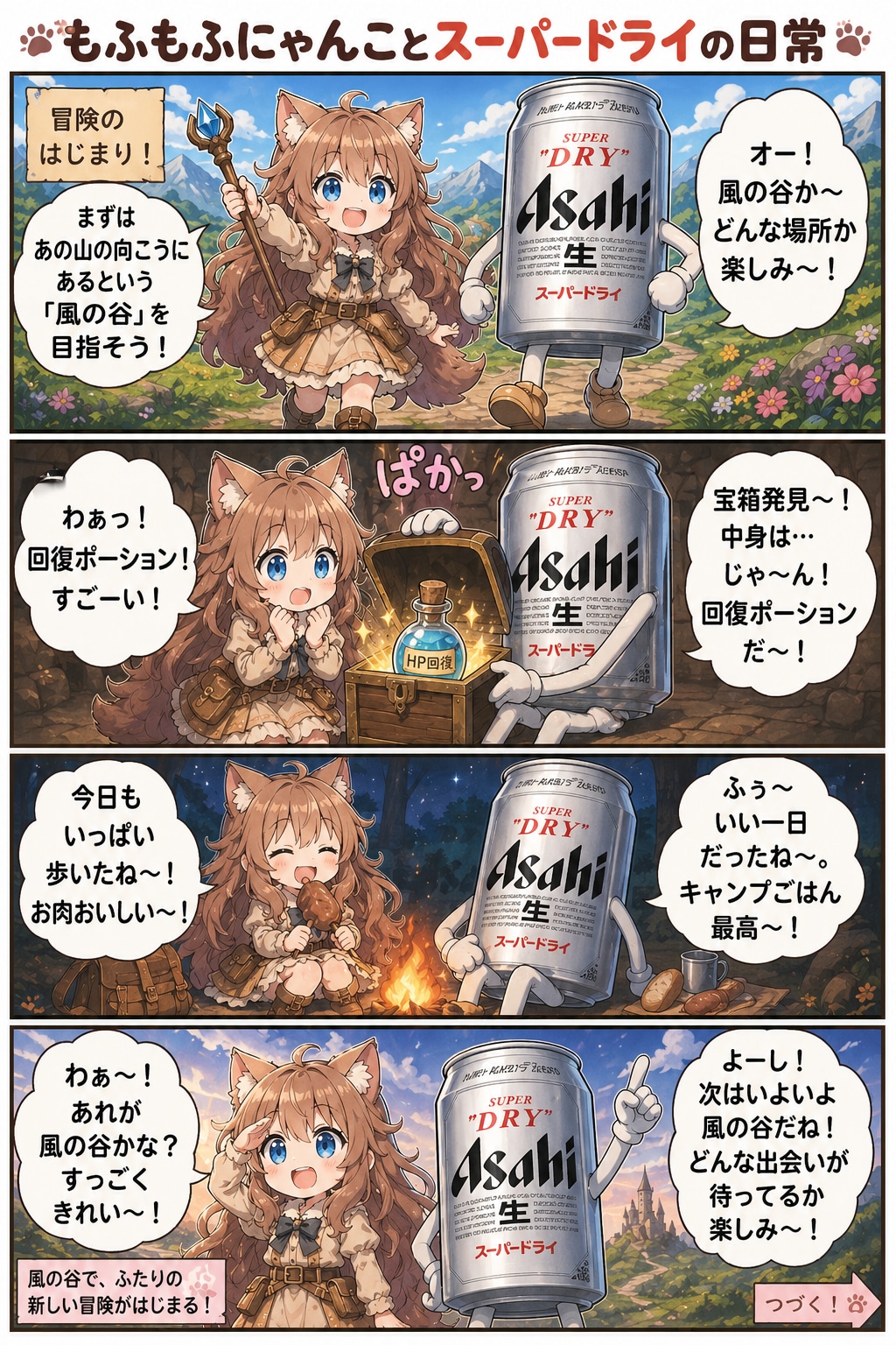 [異世界編]小さな女の子とスーパードライの４コマ漫画