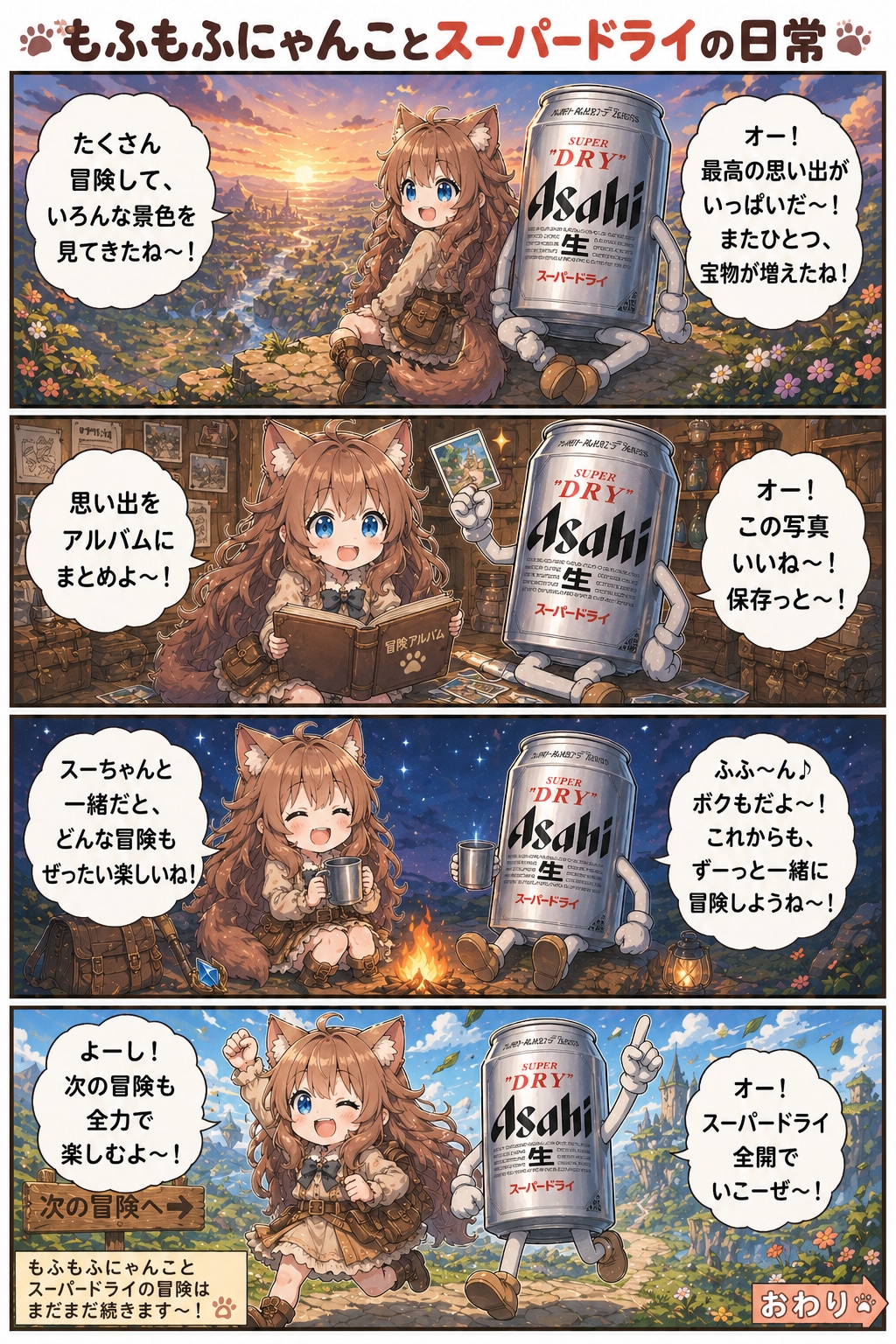 [異世界編]小さな女の子とスーパードライの４コマ漫画