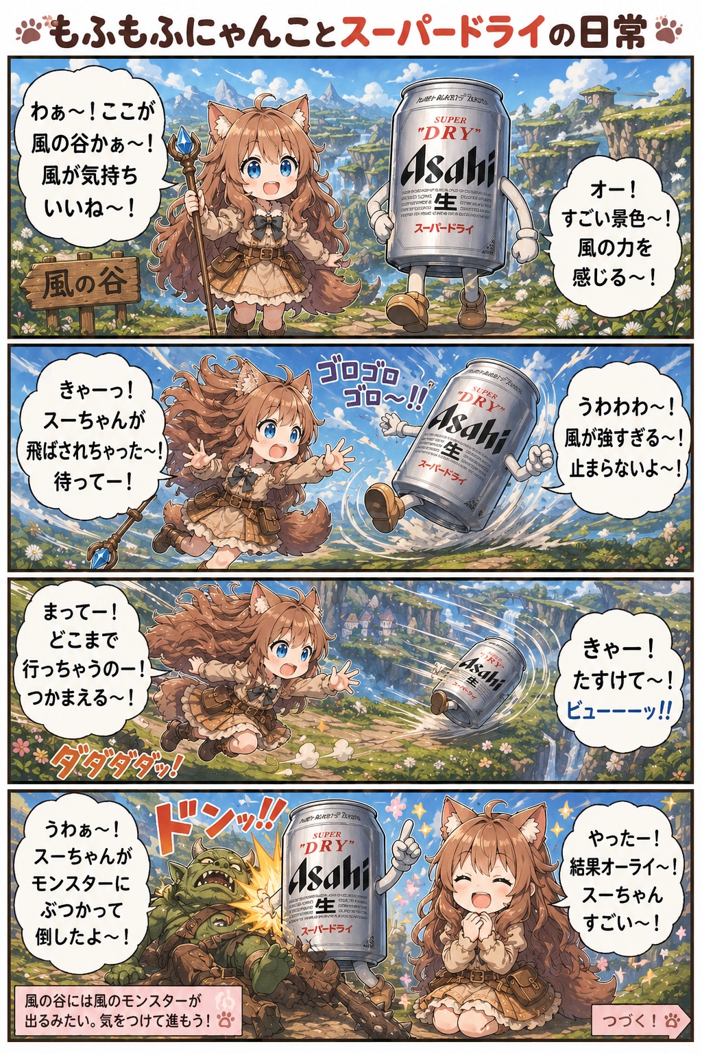 [異世界編]小さな女の子とスーパードライの４コマ漫画
