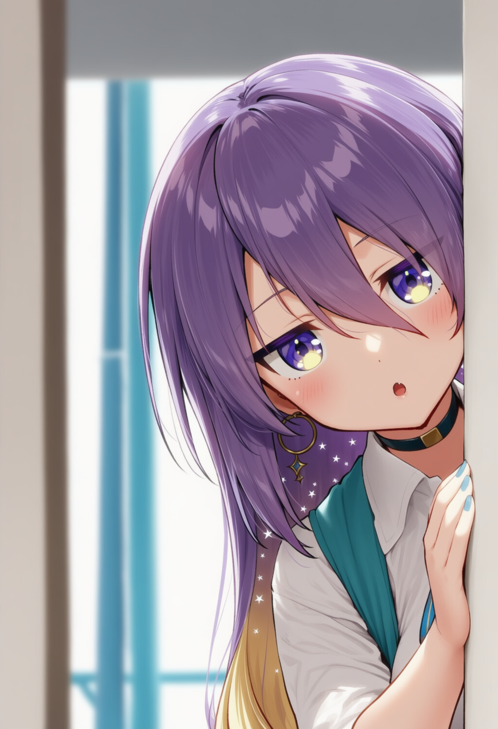 ムーナが物陰からジッと見つめているだけ