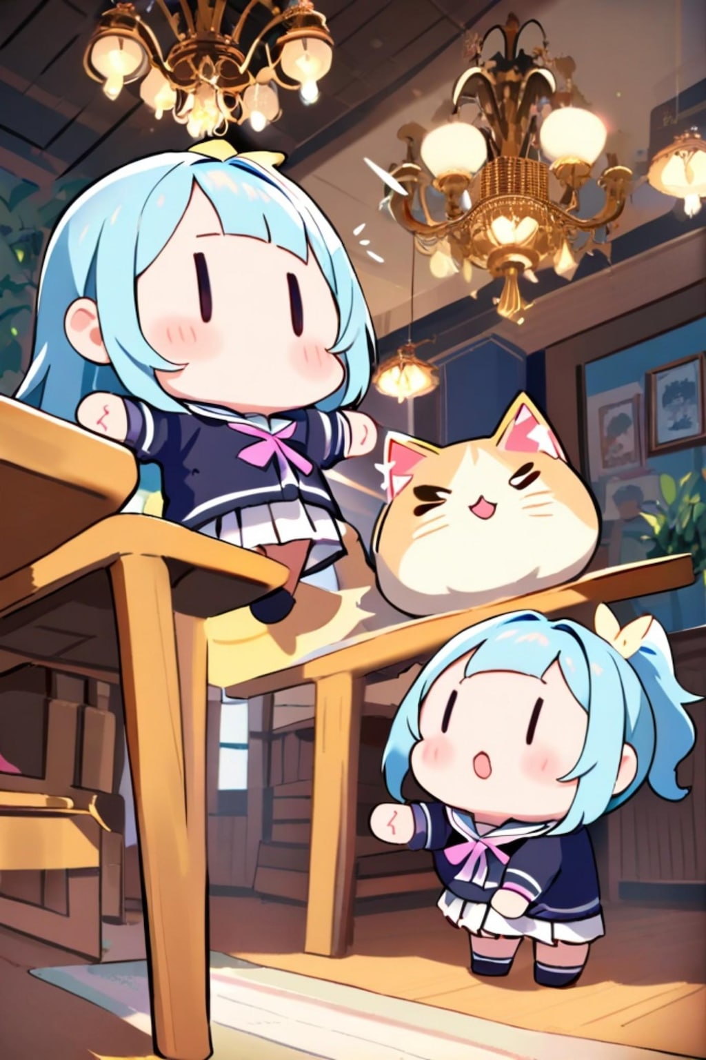 レストランで青髪ちゃん