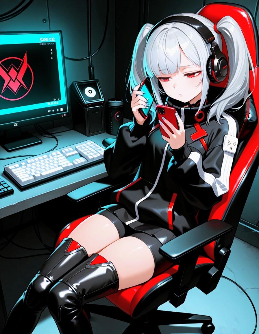 困惑気味な、銀髪ツインテお姉やん | の人気AIイラスト・グラビア