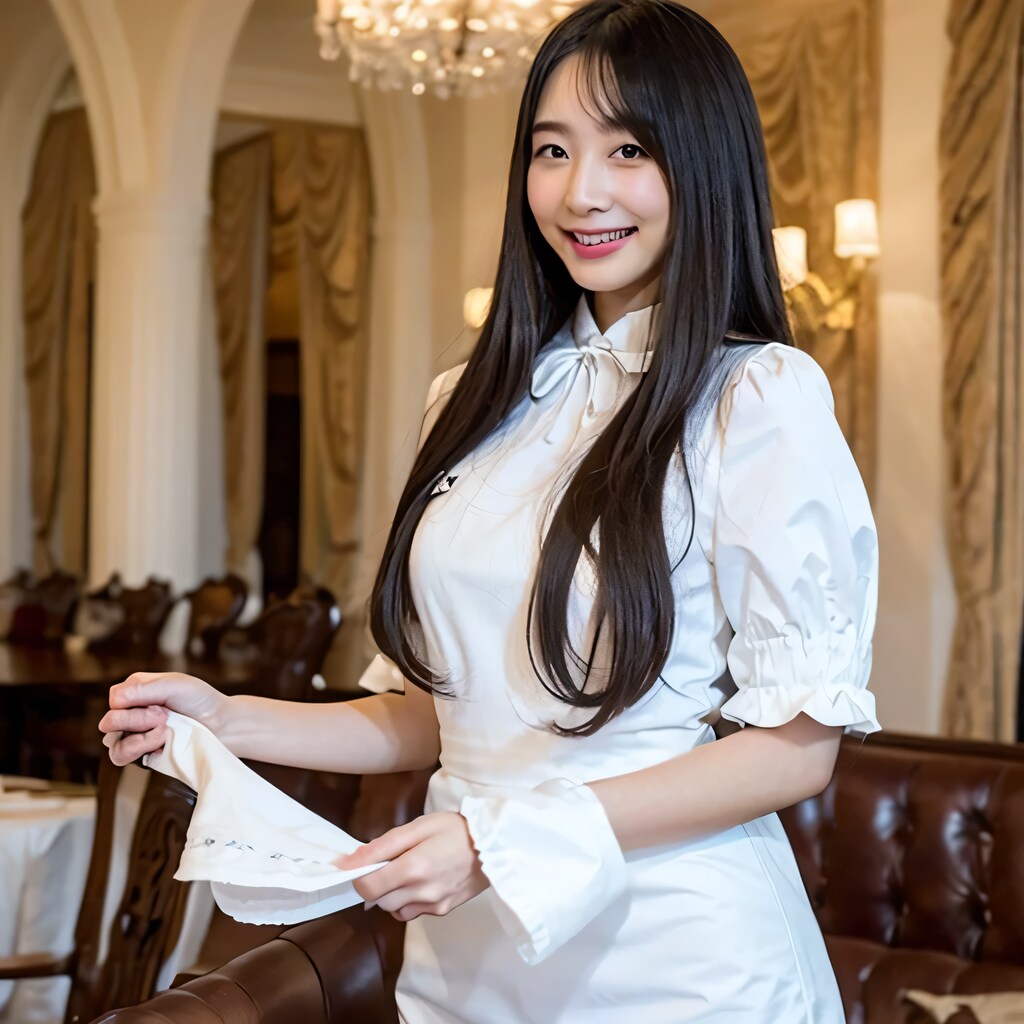 黒髪ロングでメイド服の美女７１