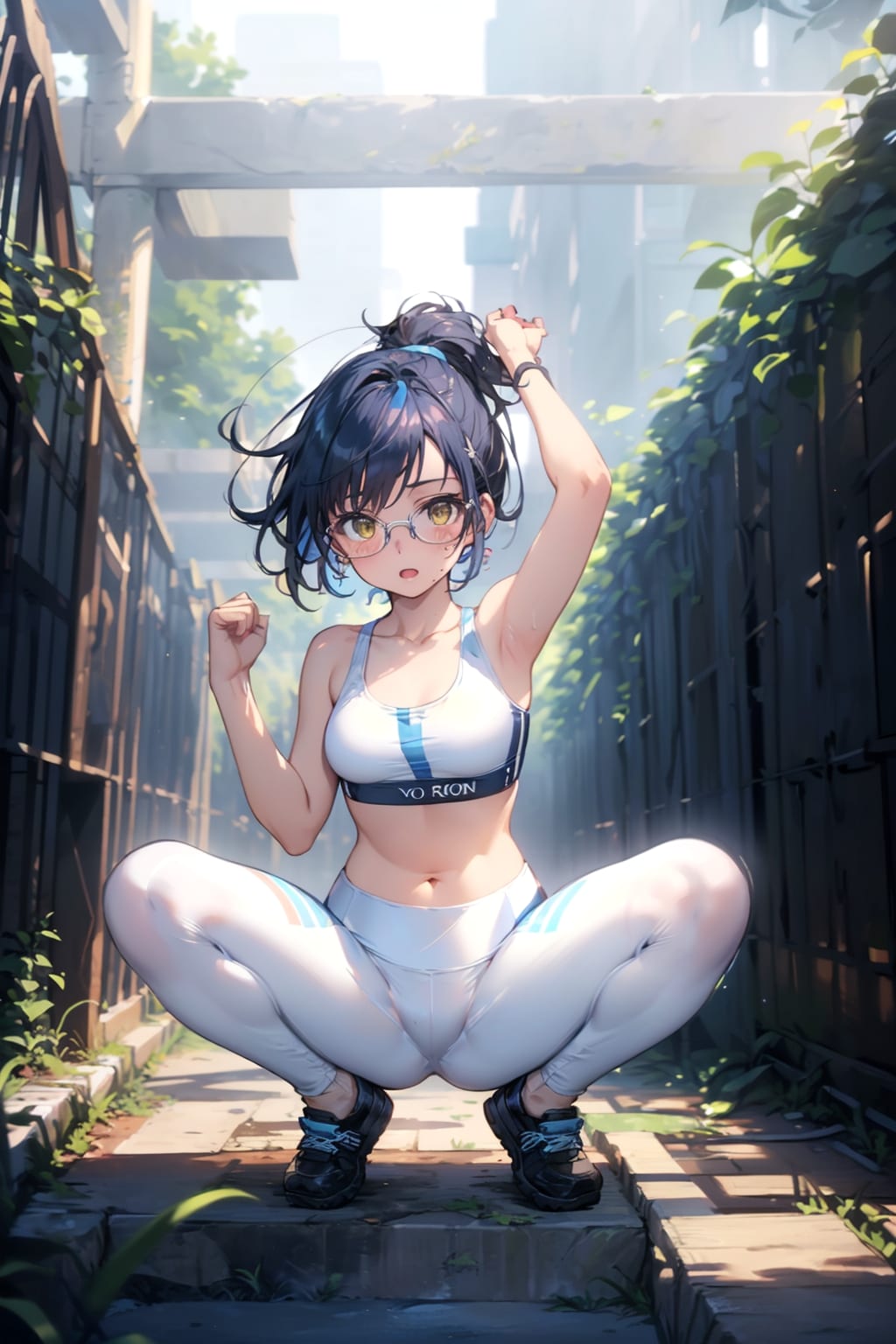 スポーツウェアの眼鏡っ娘