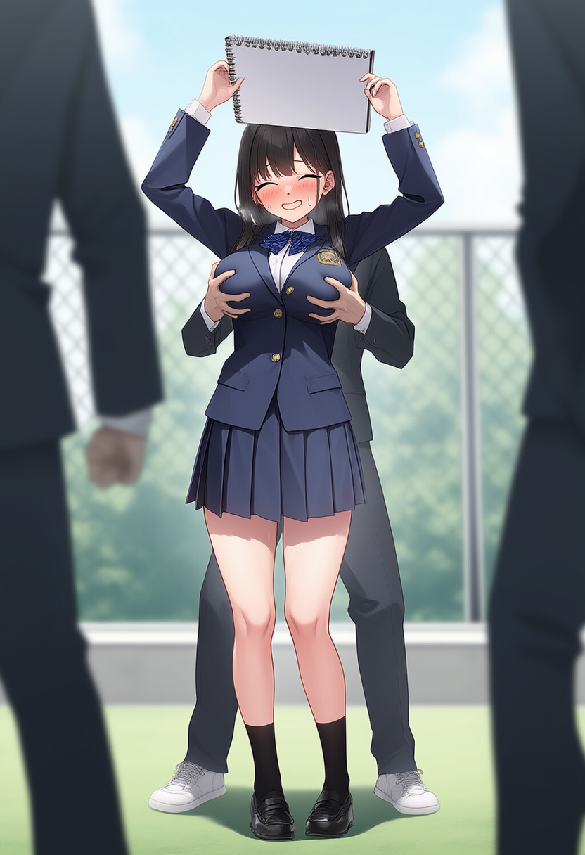 JKが学校でも自由におっぱい揉ませる企画を敢行
