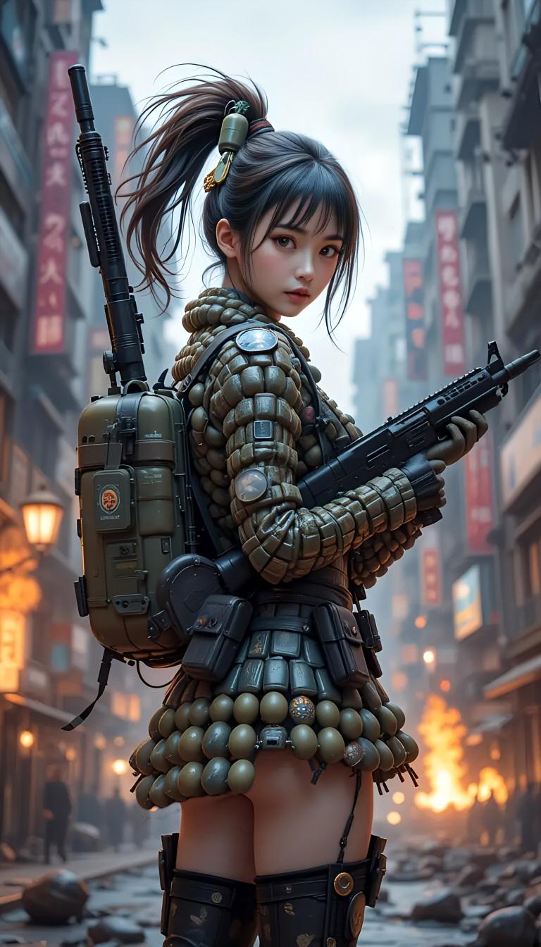 武装JK　全身手榴弾の君 | の人気AIイラスト・グラビア