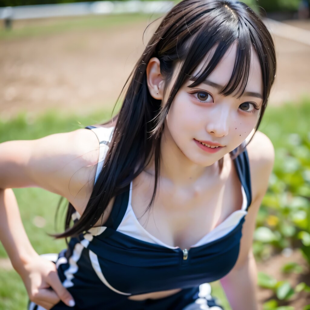 黒髪ロングでテニスウェアの美女４９