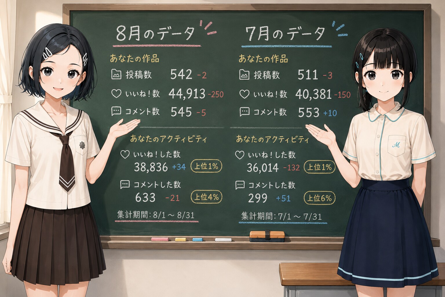 ８月のリザルトです♪🥰✨ | の人気AIイラスト・グラビア