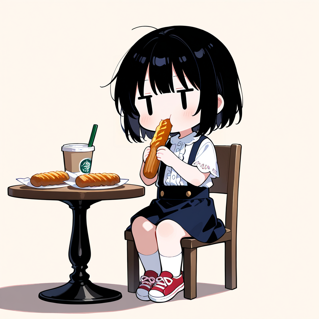 チュロスを食べる