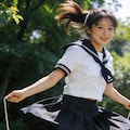 縄跳びする少女 2枚目