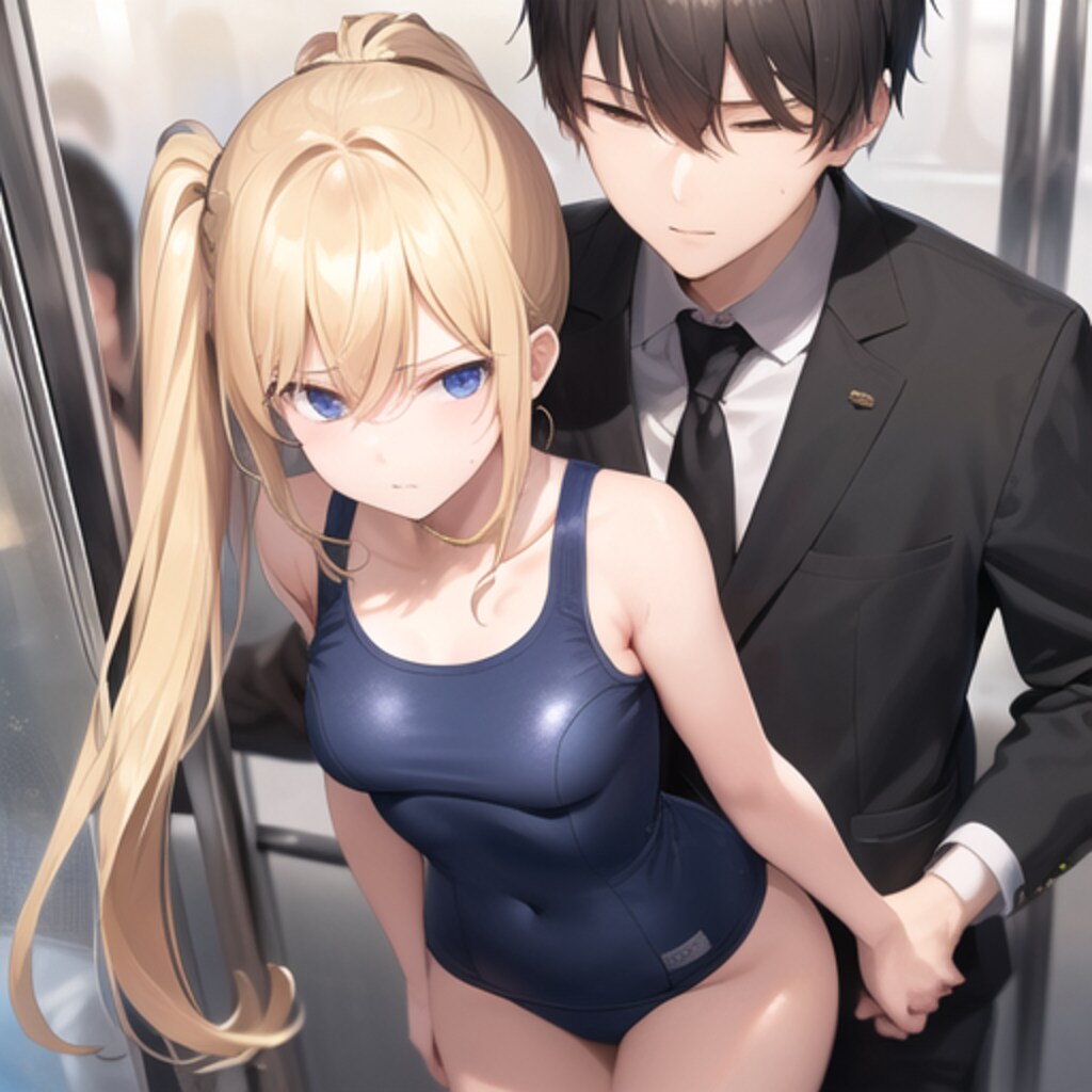 スク水で電車に乗ったら痴漢にあったJK