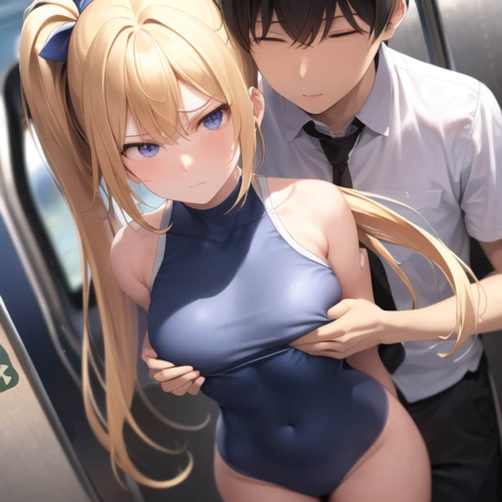 スク水で電車に乗ったら痴漢にあったJK