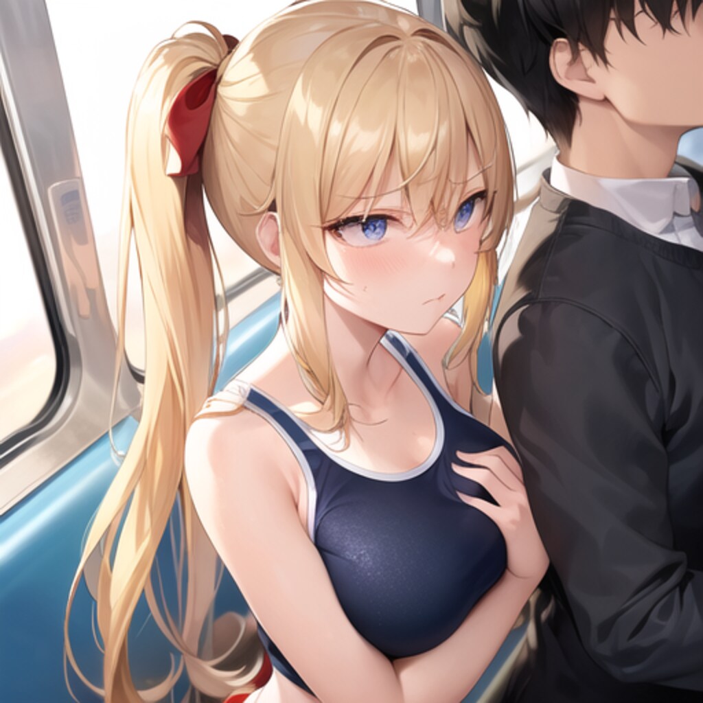 スク水で電車に乗ったら痴漢にあったJK