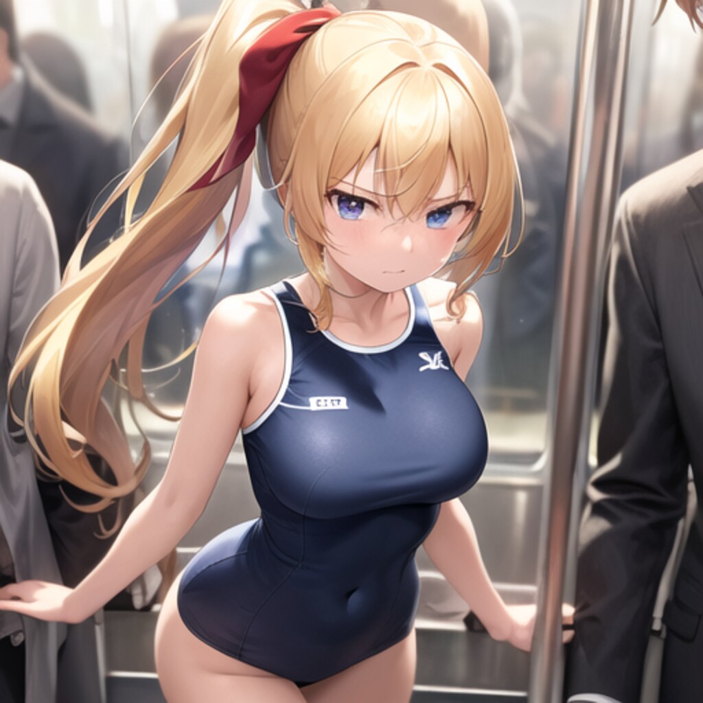 スク水で電車に乗ったら痴漢にあったJK