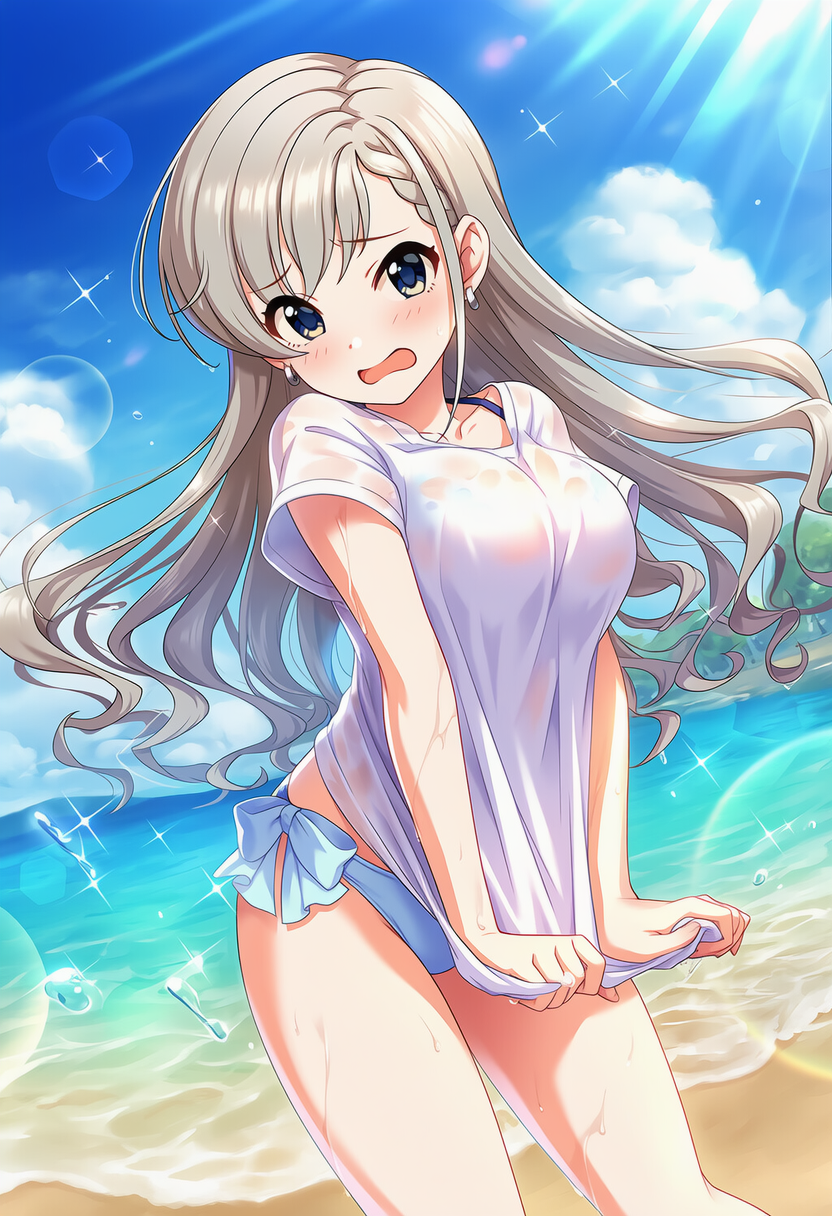 アイドル着衣水着グラビア５連発 | の人気AIイラスト・グラビア