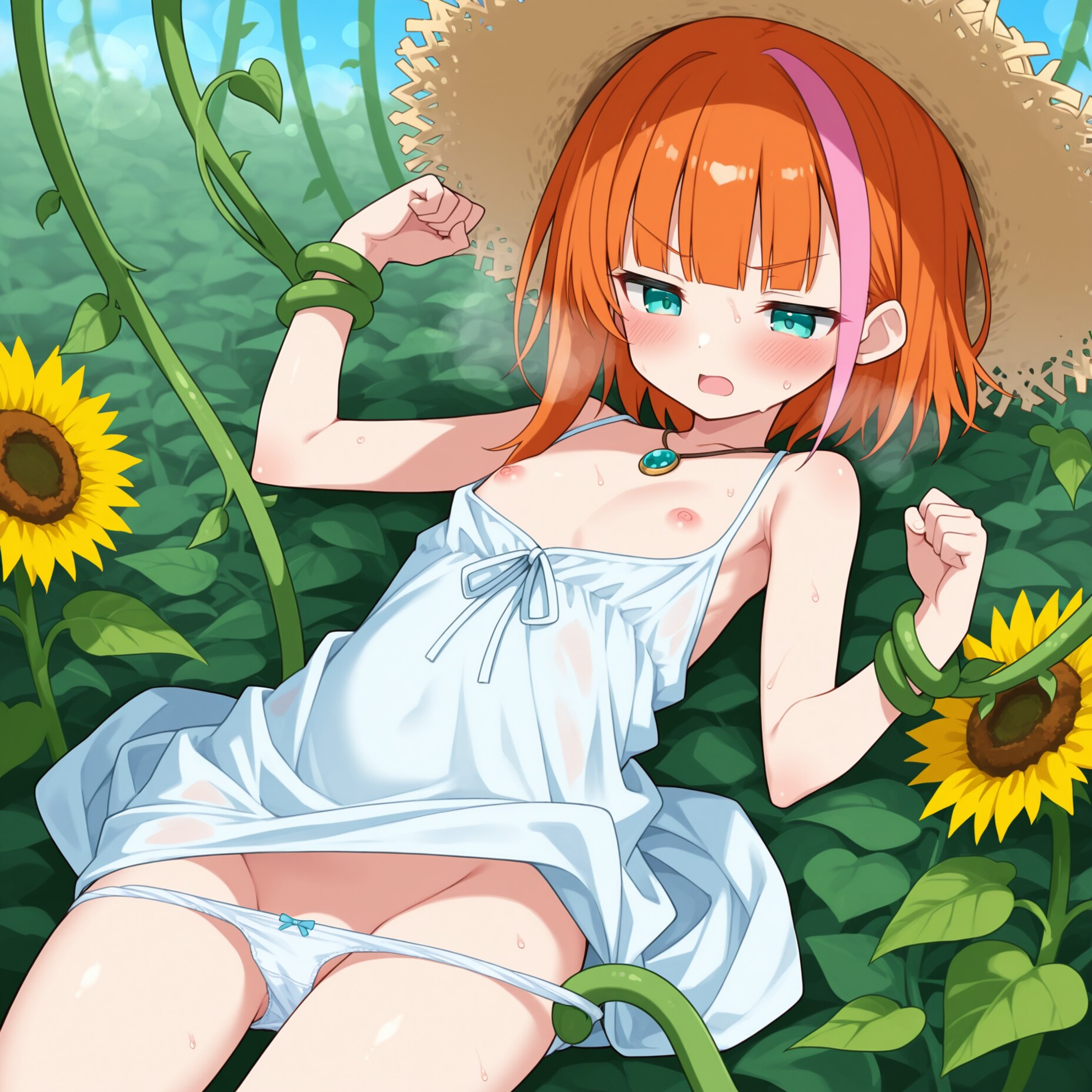 ひまわり畑で捕まって