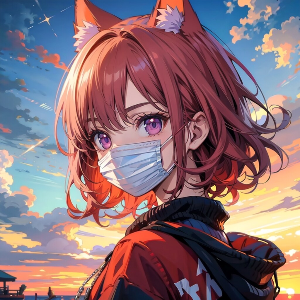 夕焼けと女の子