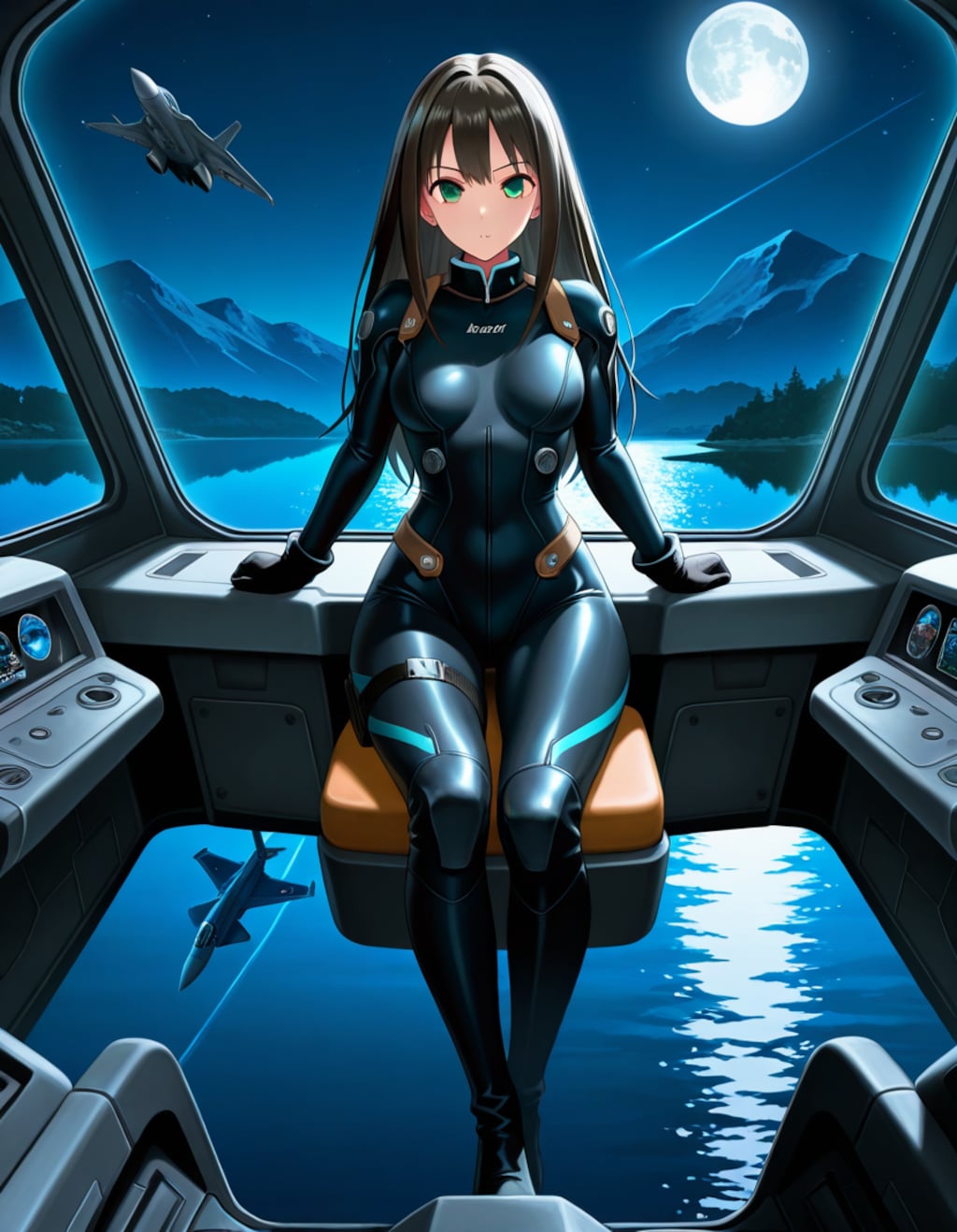 しぶりんと戦闘機(PixAI版)