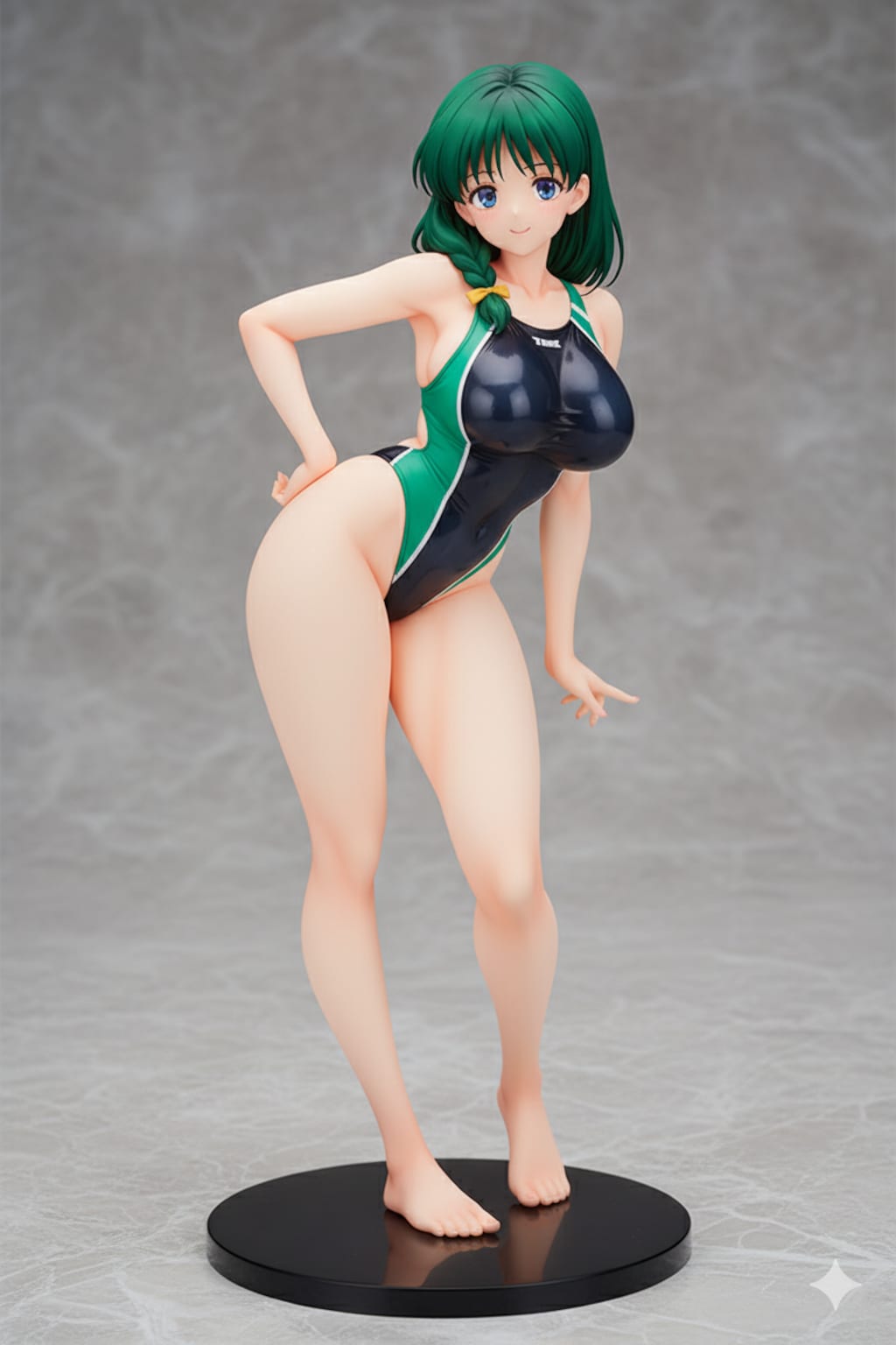 競泳水着っ娘フィギュア②💕♪（nanobanana製の架空販促ポスター付♪）・・尻のハイレグ食い込みが生々しかったのでR-15にしました💦