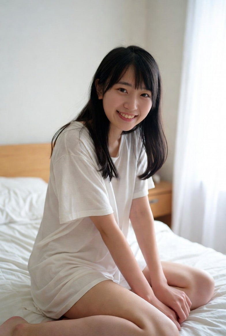 白いシャツの美少女②