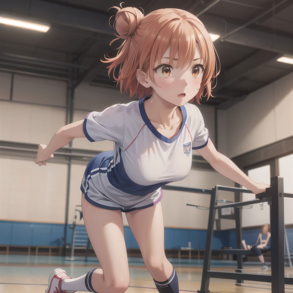 茶髪シニヨンでユニフォームの少女