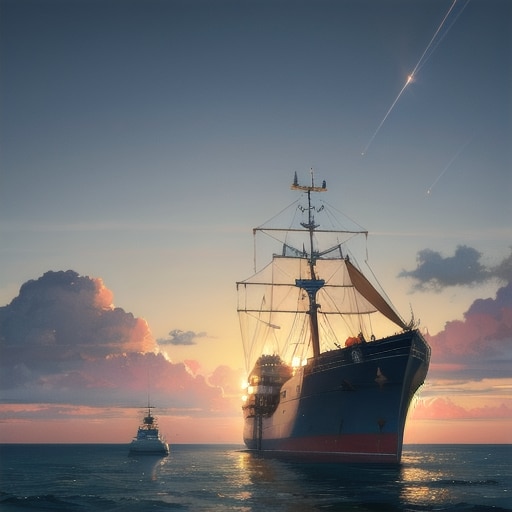 軍艦と夕暮れ | の人気AIイラスト・グラビア