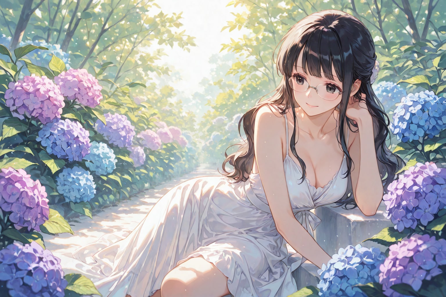 紫陽花とお嬢様