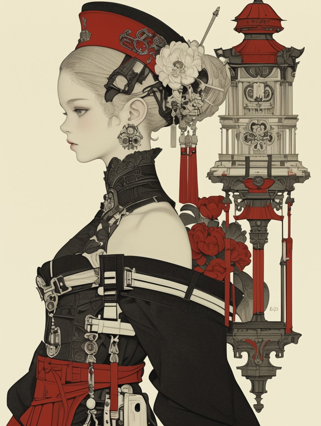 steampunk oiran style