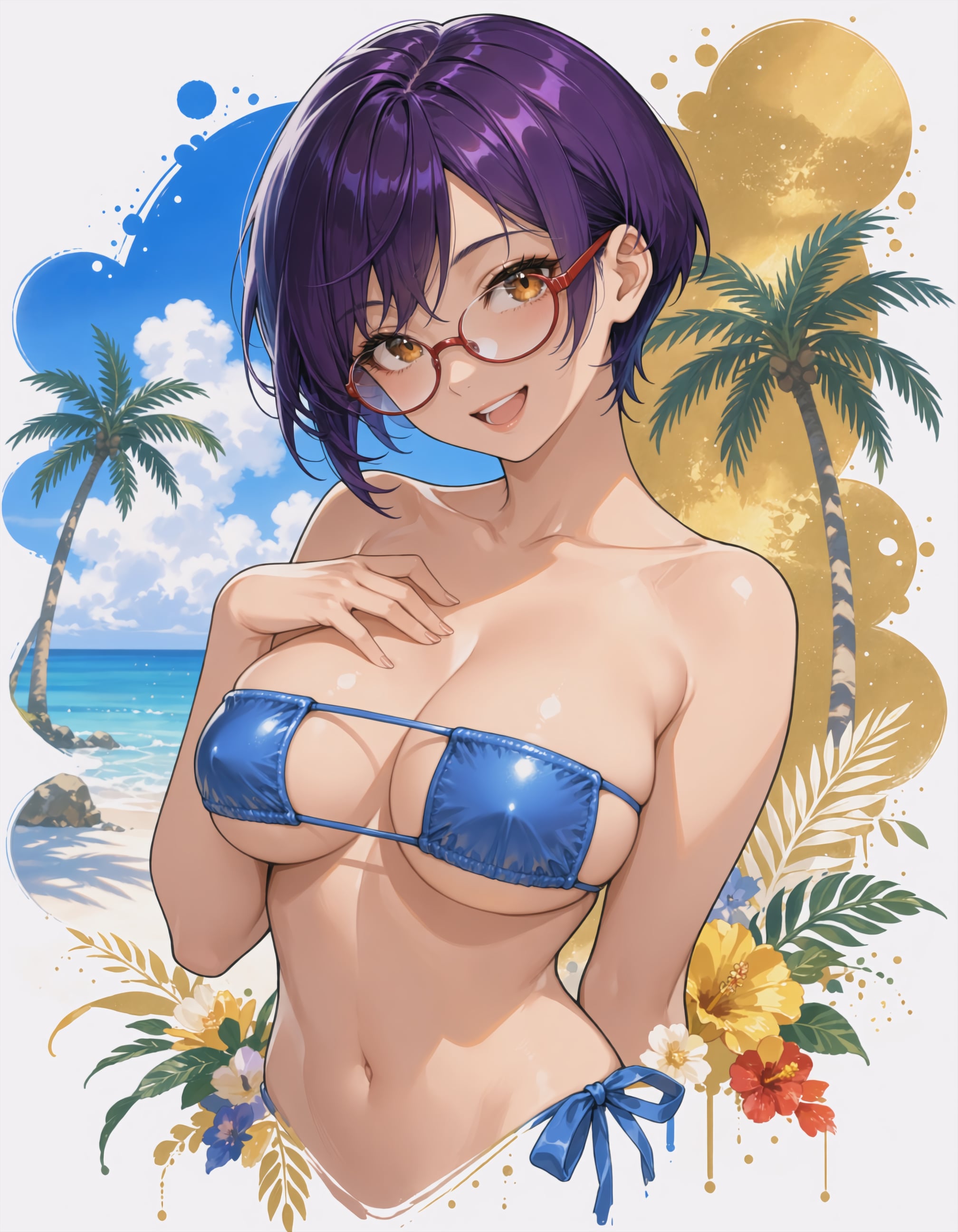 浜辺リゾートで眼帯ビキニ