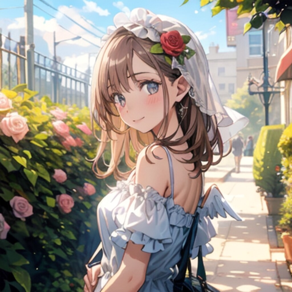 天使ちゃんと薔薇園250526