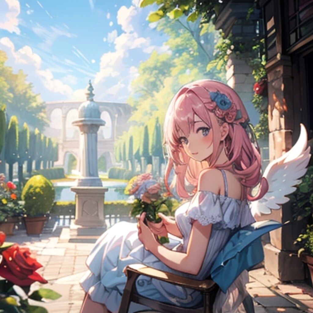 天使ちゃんと薔薇園250526