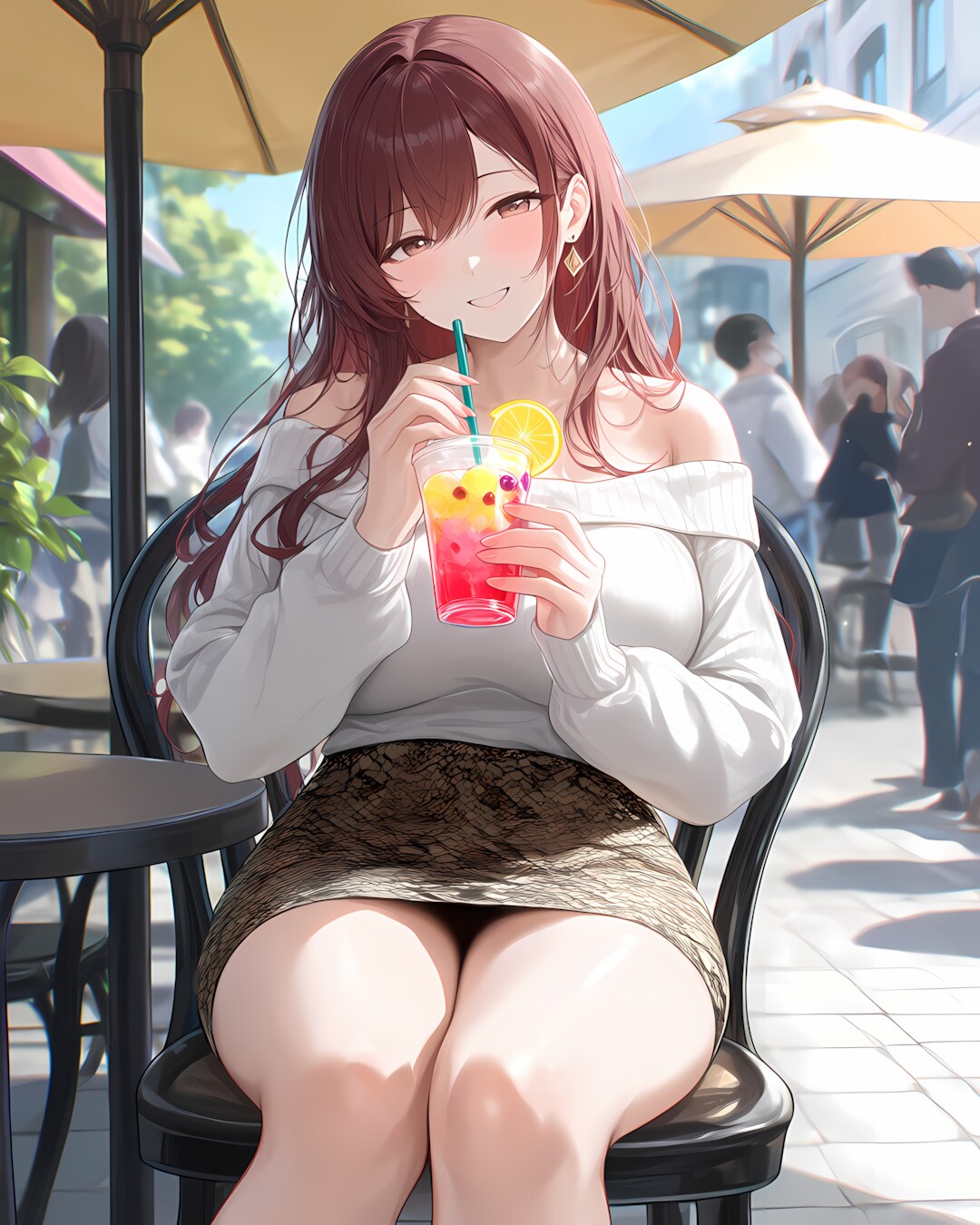 🍹テラスカフェで生脚リラックス土曜日午後✨