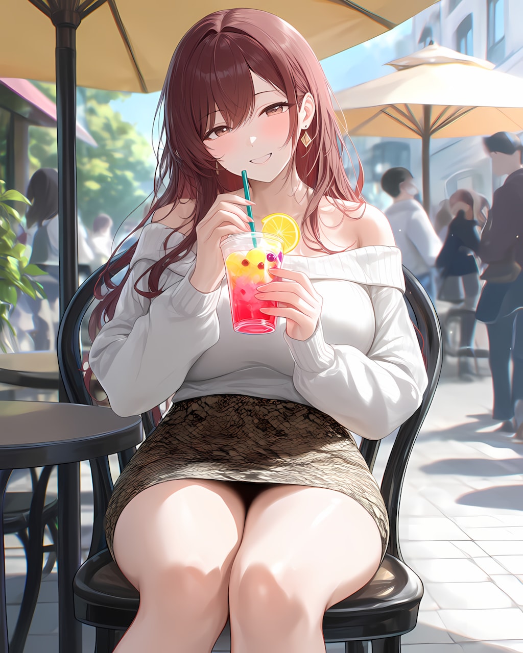 🍹テラスカフェで生脚リラックス土曜日午後✨