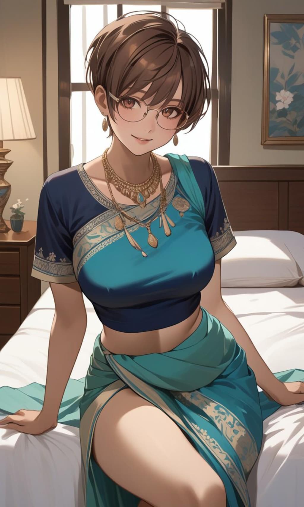 サリーを着た褐色彼女