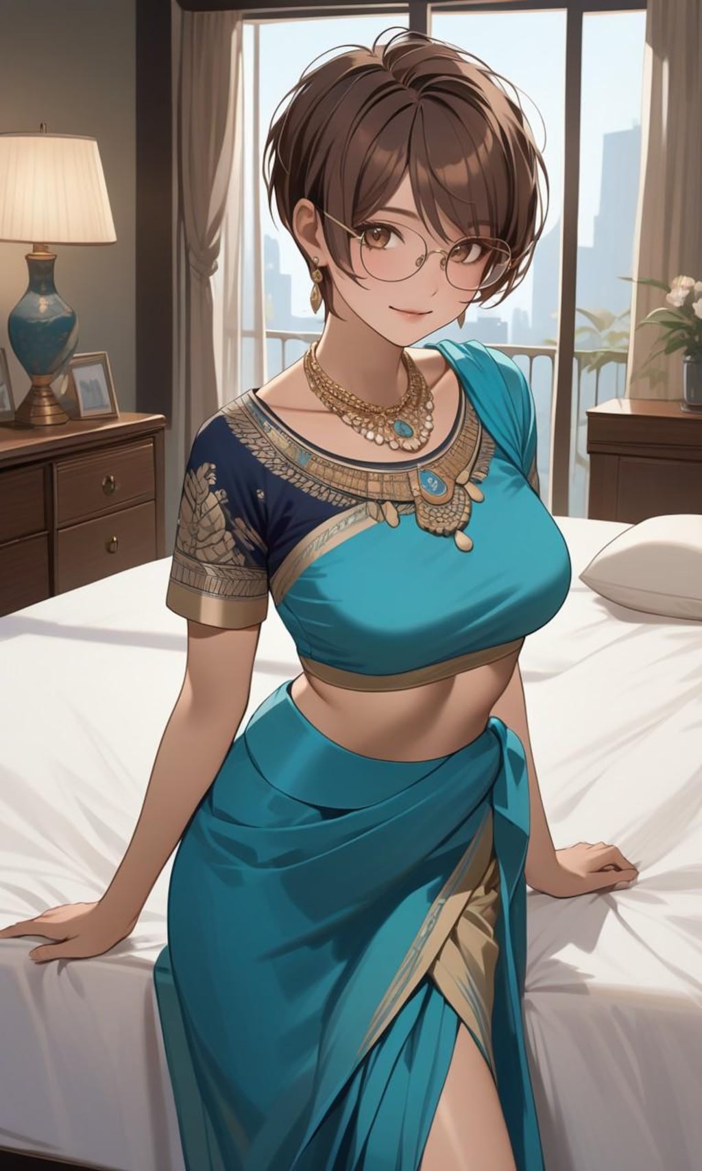 サリーを着た褐色彼女