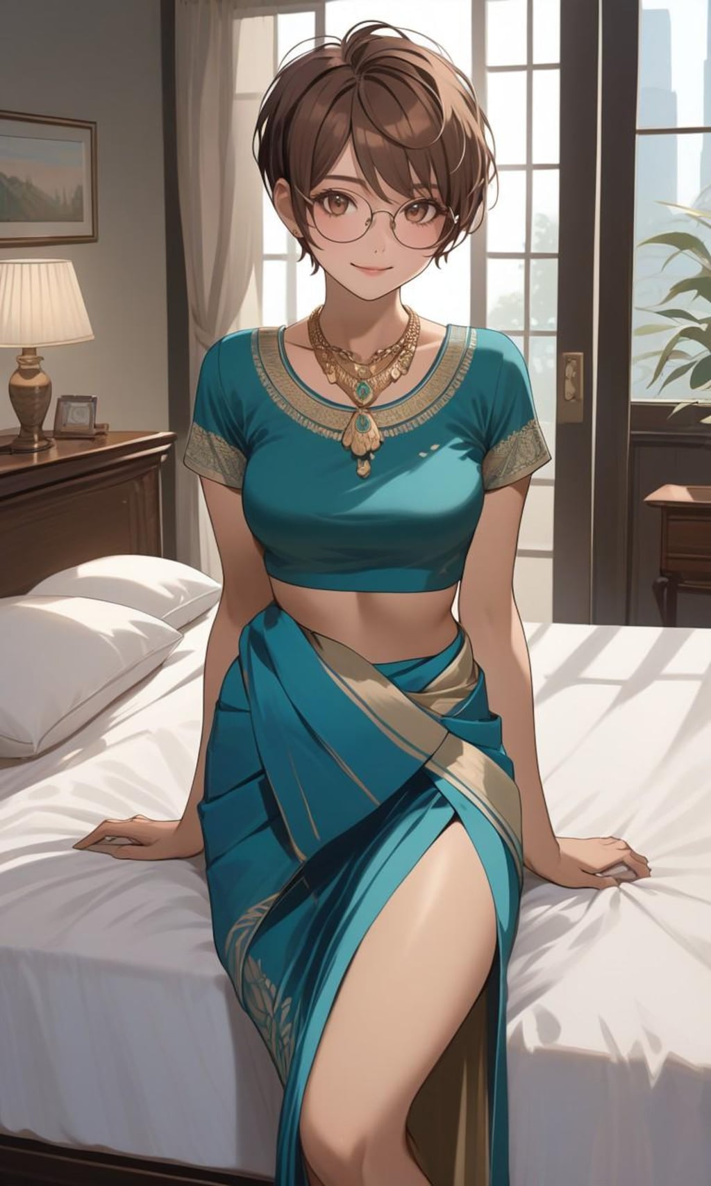 サリーを着た褐色彼女