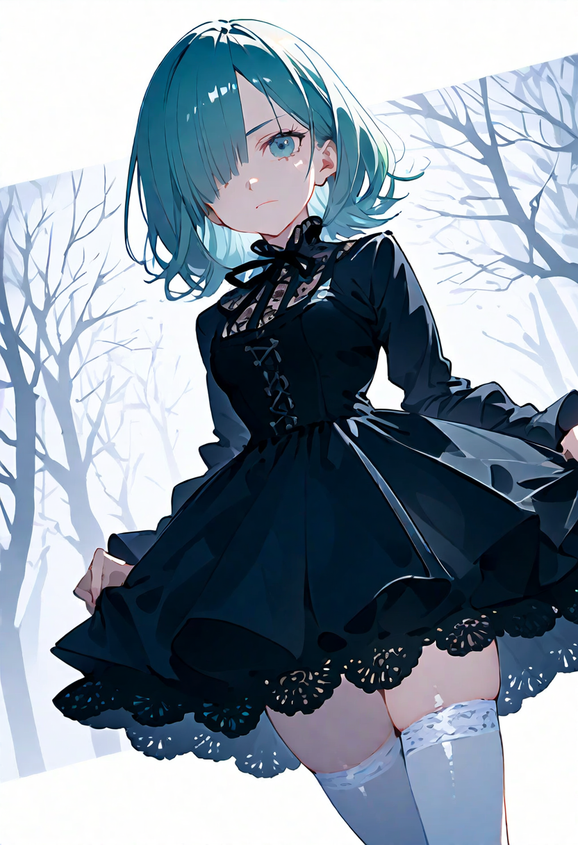 白い世界にゴス少女