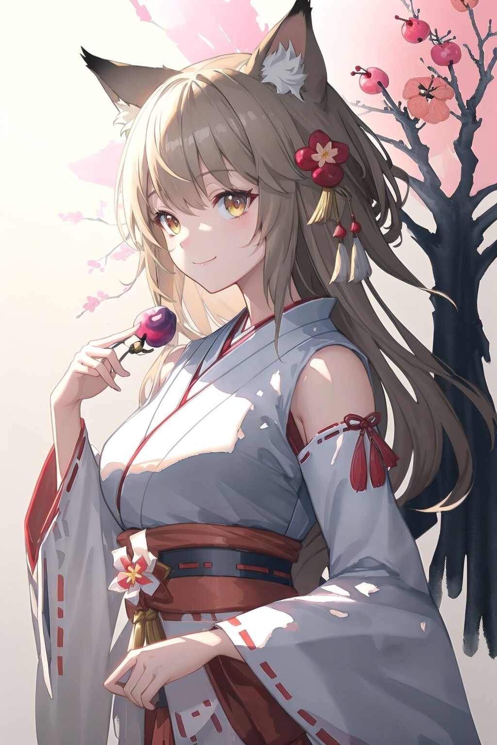 巫女装束から着物に着替えました