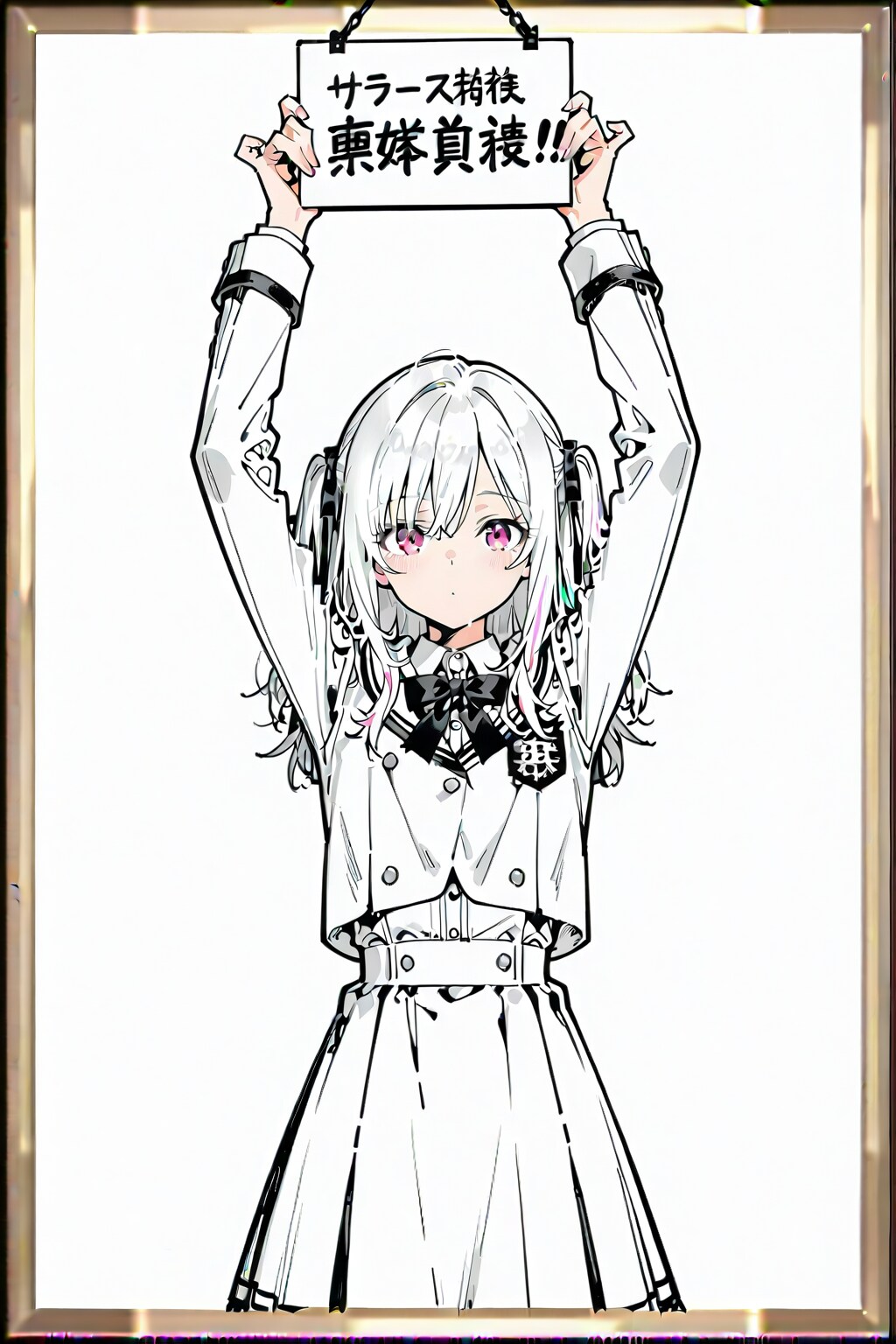 手書き看板掲げる