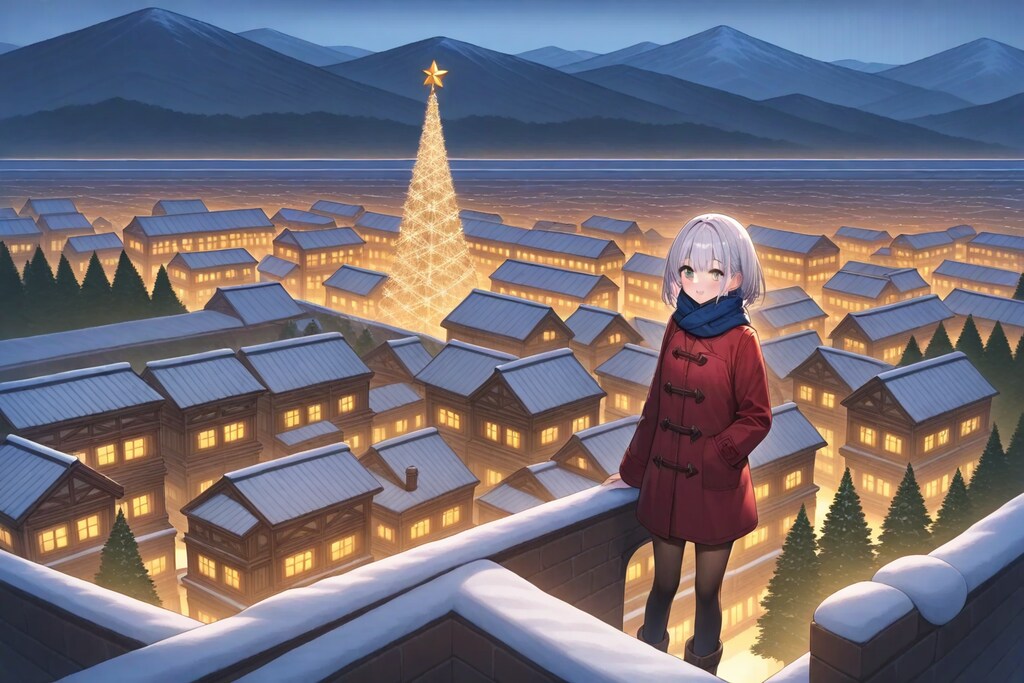 冬の都市を見下ろす