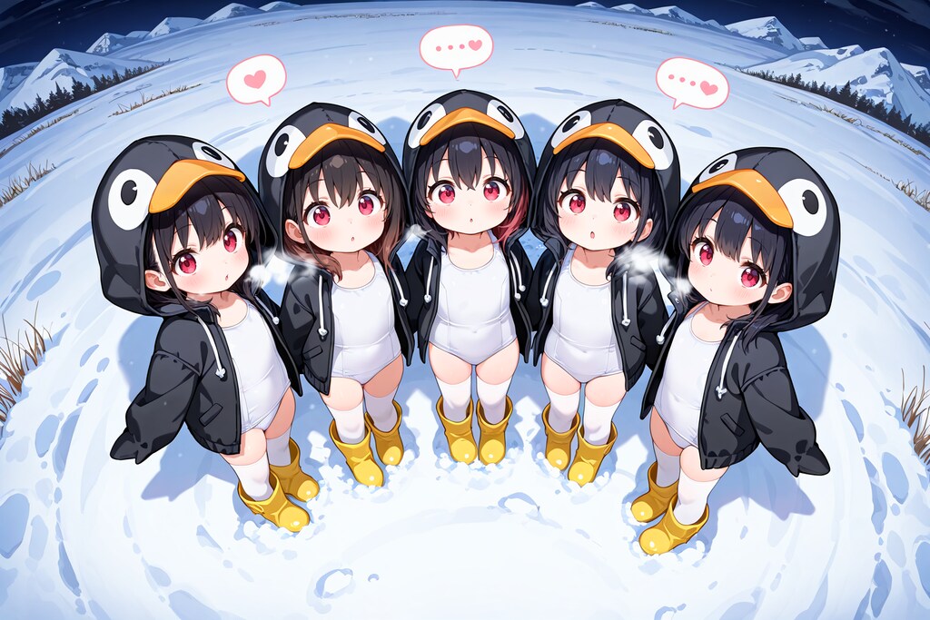 南極のペンギンちゃんとオーロラ観察