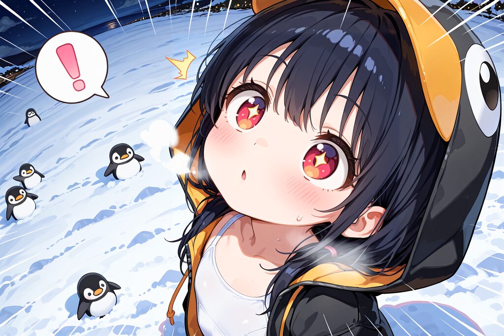 南極のペンギンちゃんとオーロラ観察