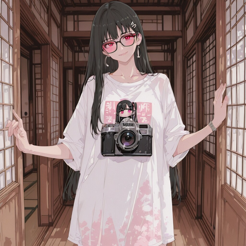 黒髪メガネ　半袖