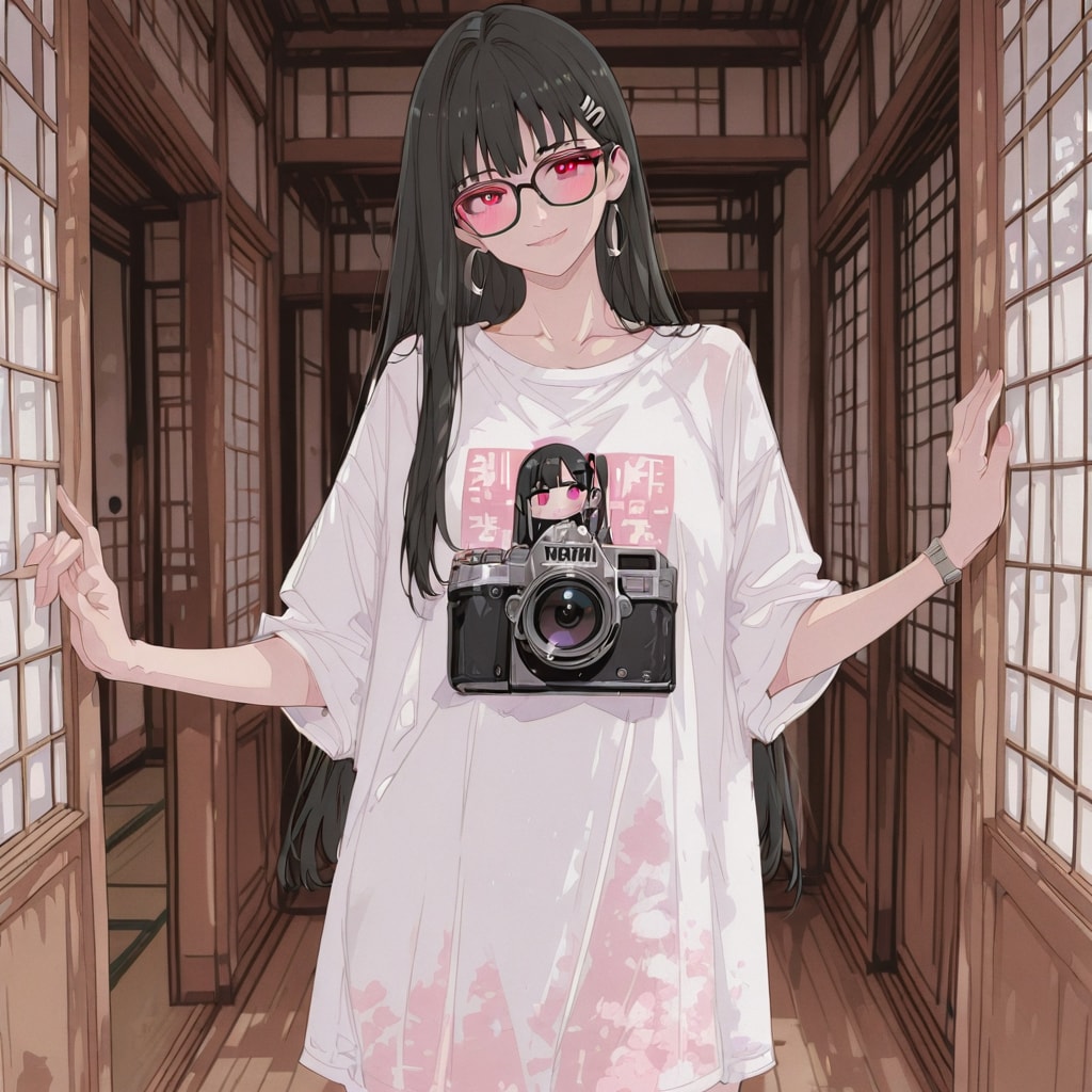 黒髪メガネ　半袖
