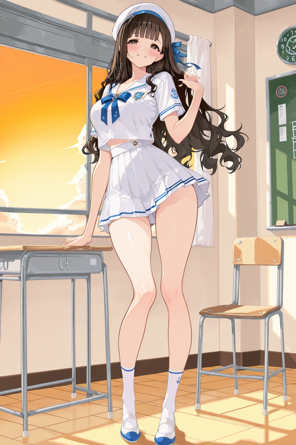 白いセーラー服で