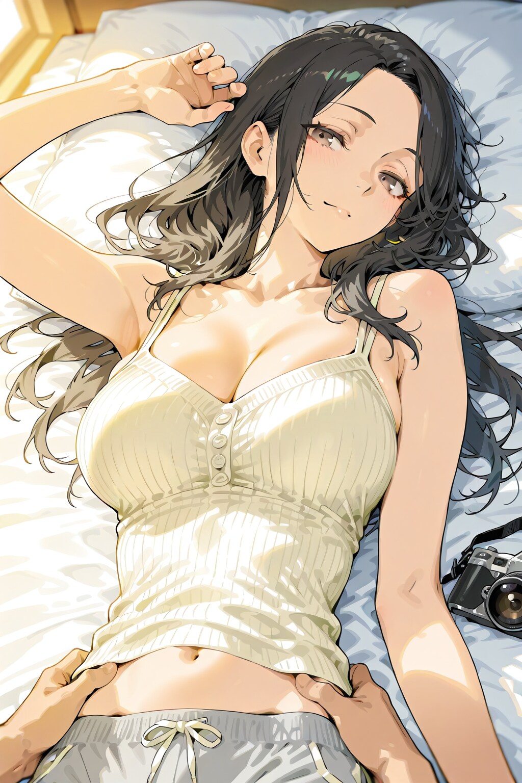 寝ている彼女を起こして…