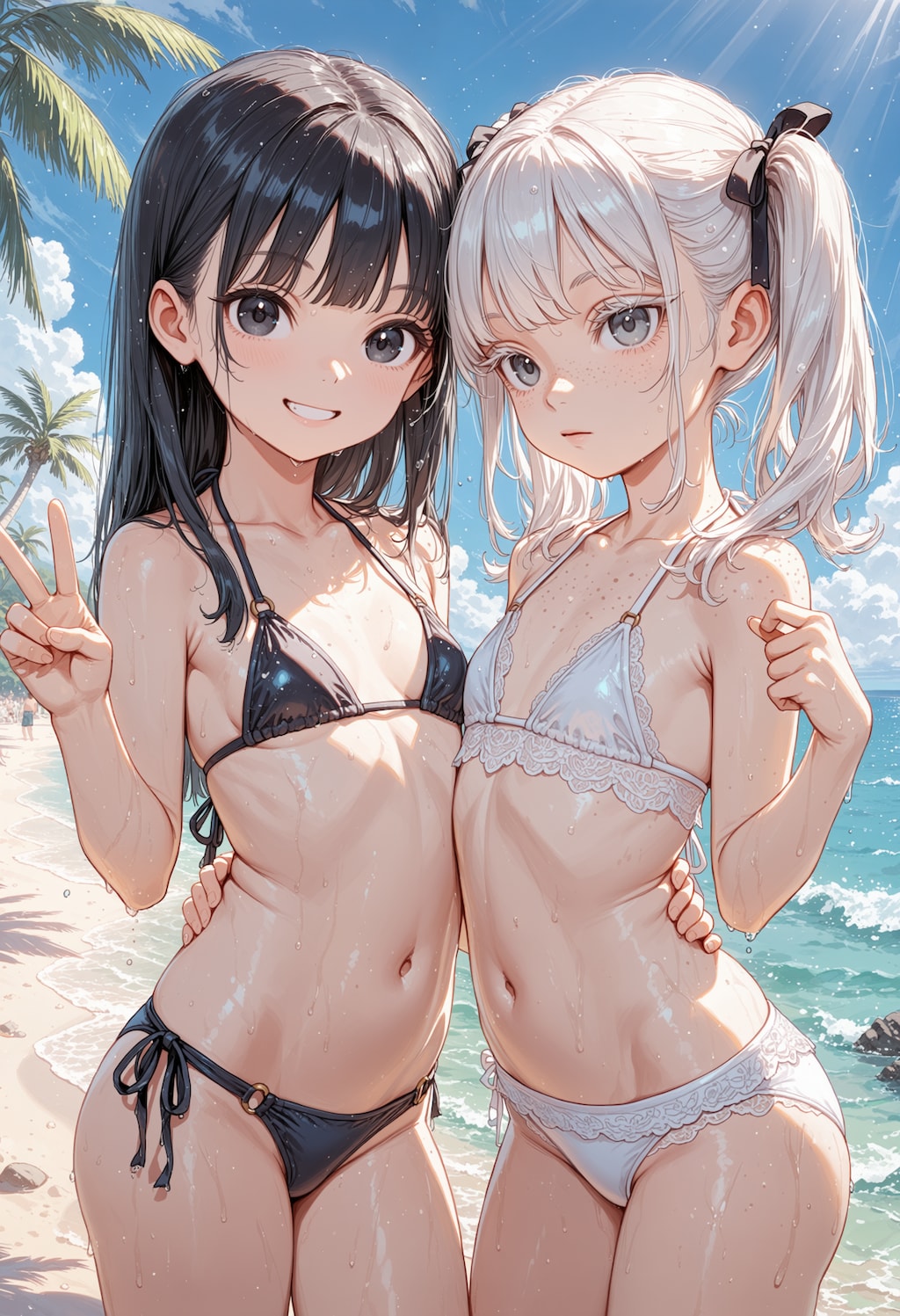 Animaで水着の春香とエレーナ（個別にLoRA使用）
